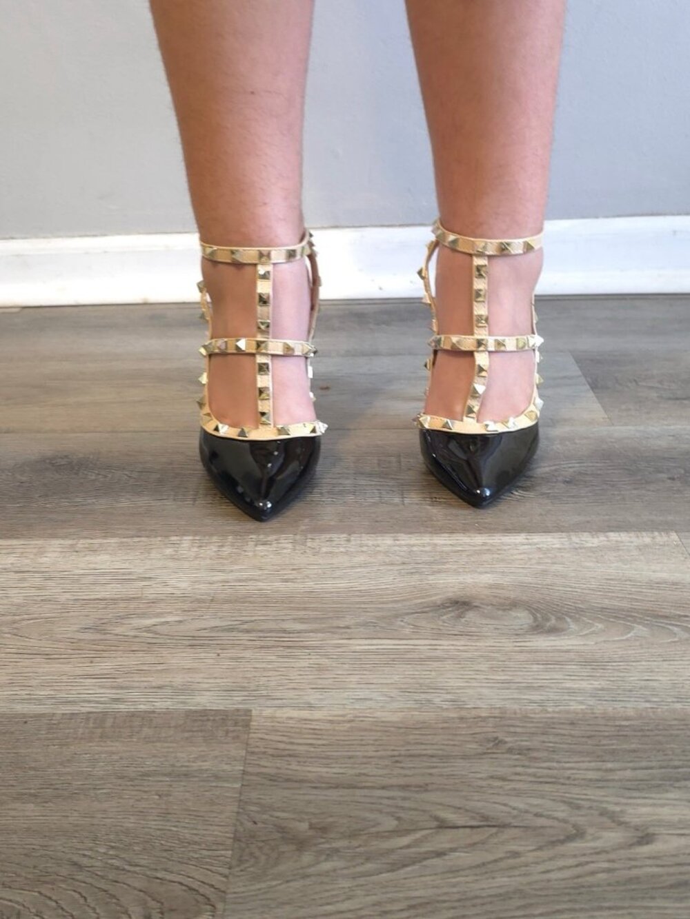 Black Patent Studded Mary Jane Platform Heels Gothic Punk - Picture 2 of 6